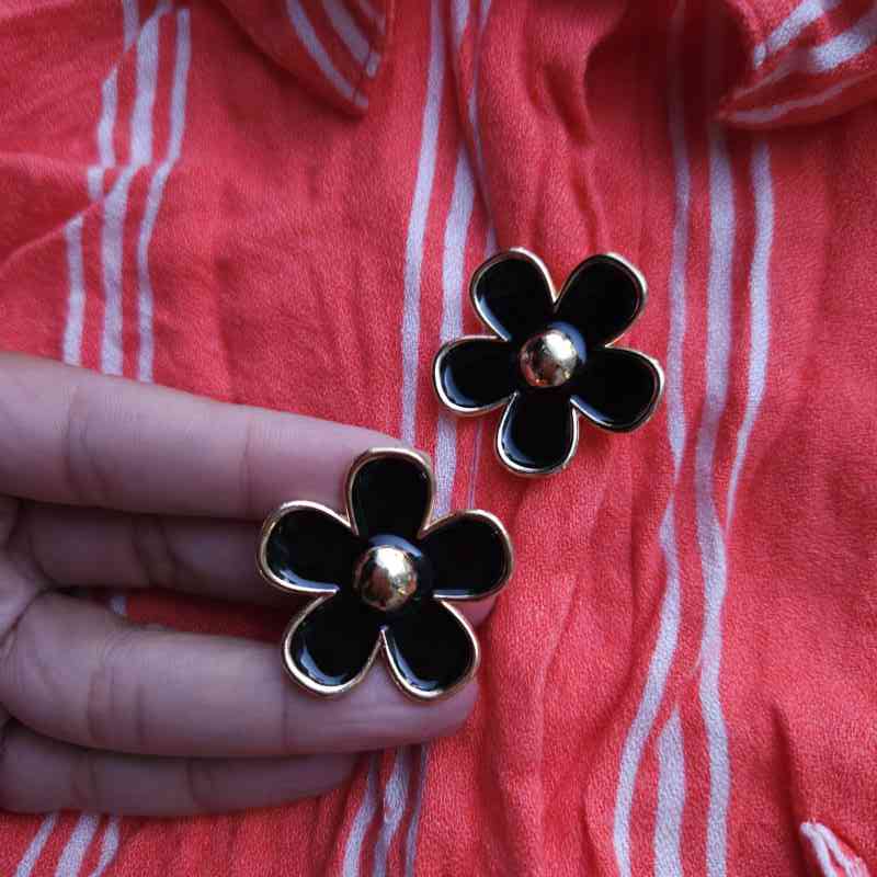 Cubre boton -Flora negro- miniatura 3