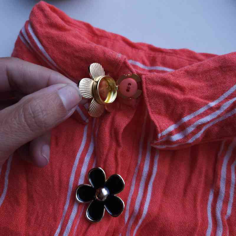 Cubre boton -Flora negro-