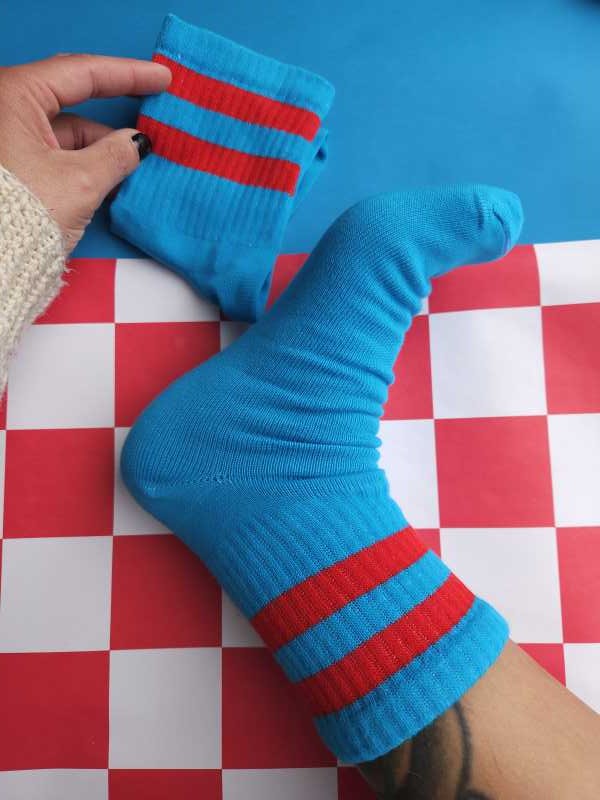 Tenis Entrelazando Colores - Turquesa Rojo miniatura 2